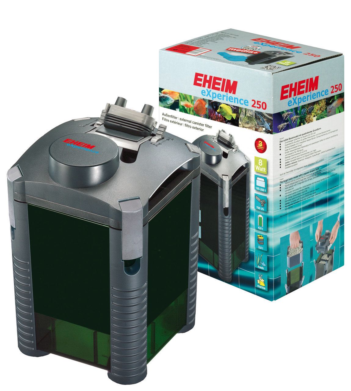 EHEIM 2424 eXperience 250 Außenfilter mit Filtermasse